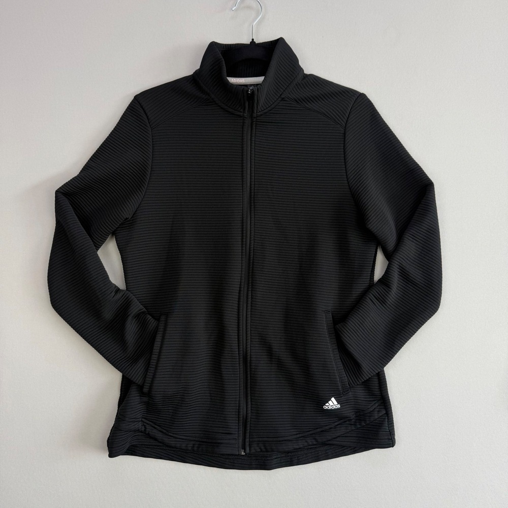 Adidas Golf Performance Texture Full Zip Jacket Mock Neck Thumbholes Womens Lrg
